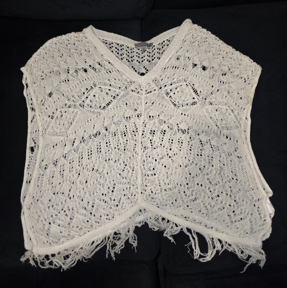 t.o. White Crochet Knit Vest